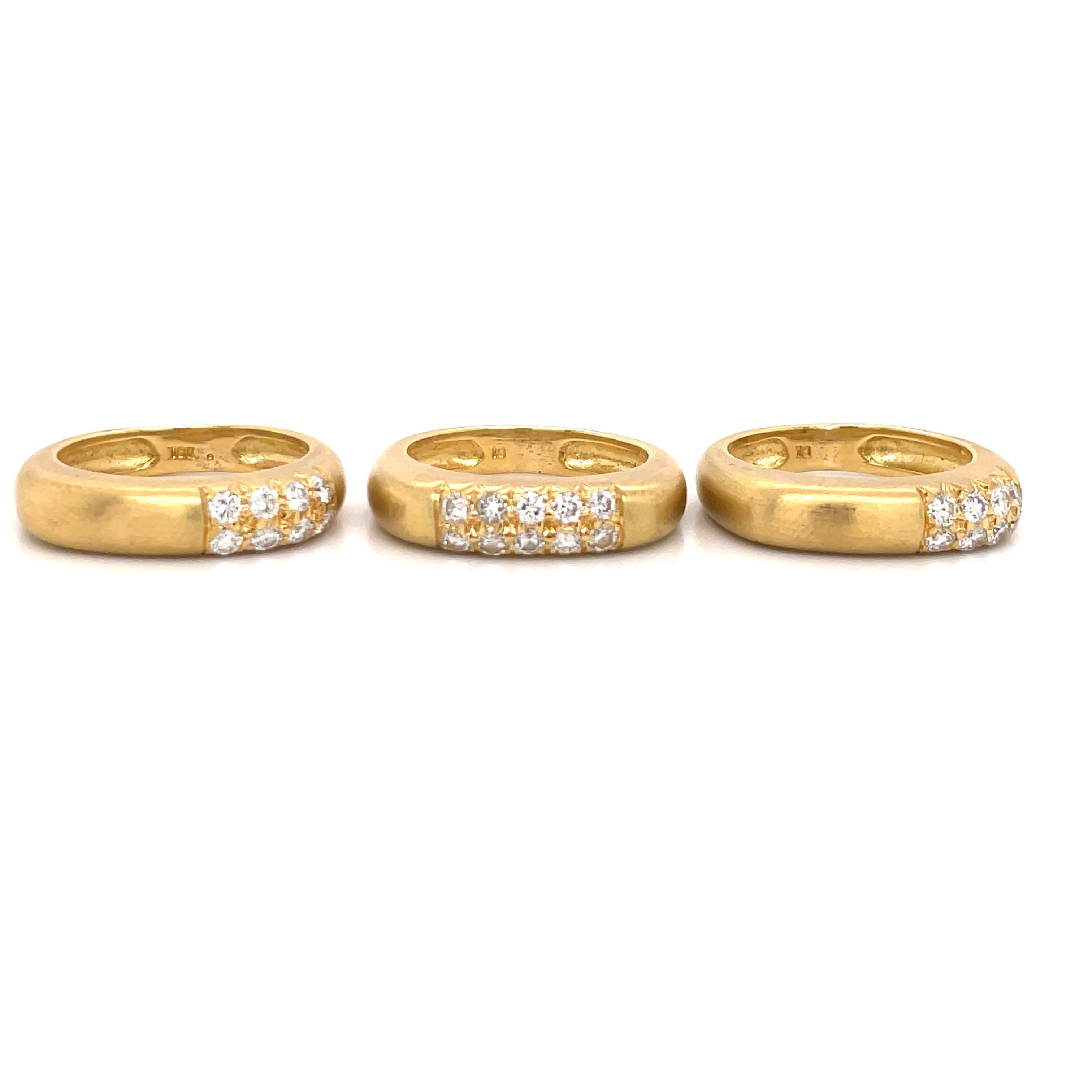 18 Karat Yellow Gold Diamond Stackable Rings 0.40 Carats 20.9 Grams  For Sale 4