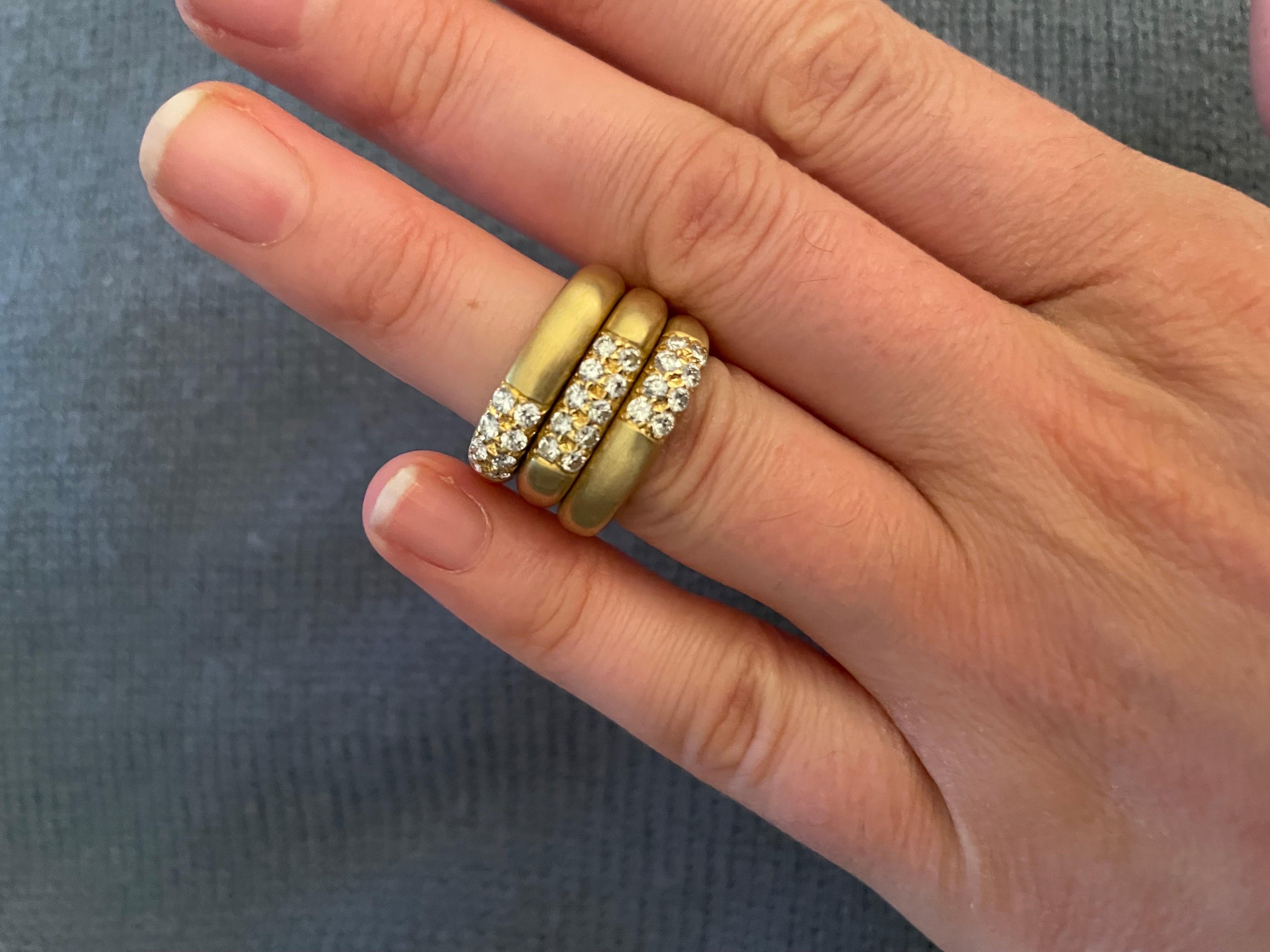 18 Karat Yellow Gold Diamond Stackable Rings 0.40 Carats 20.9 Grams  For Sale 6