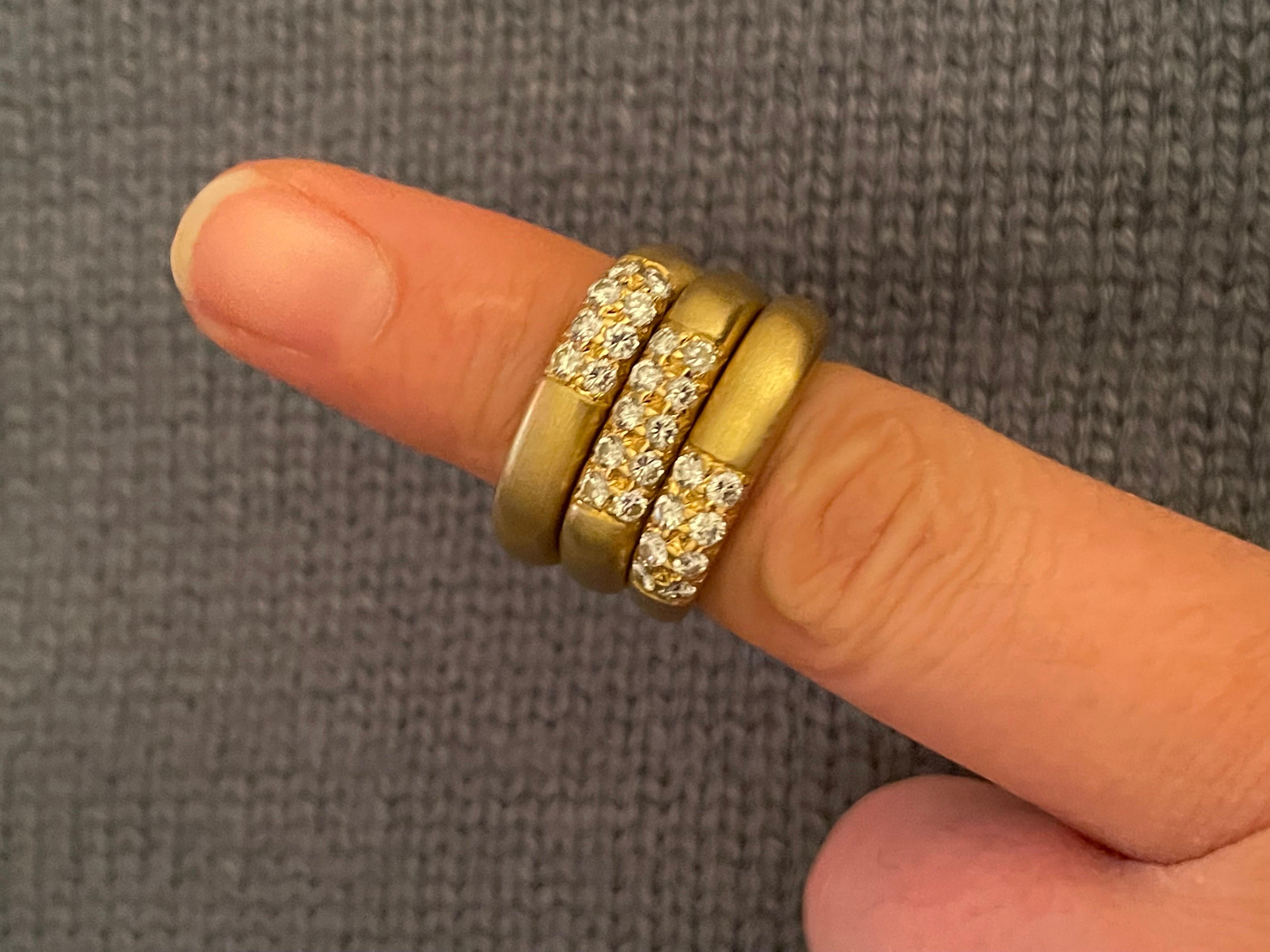 18 Karat Yellow Gold Diamond Stackable Rings 0.40 Carats 20.9 Grams  For Sale 7