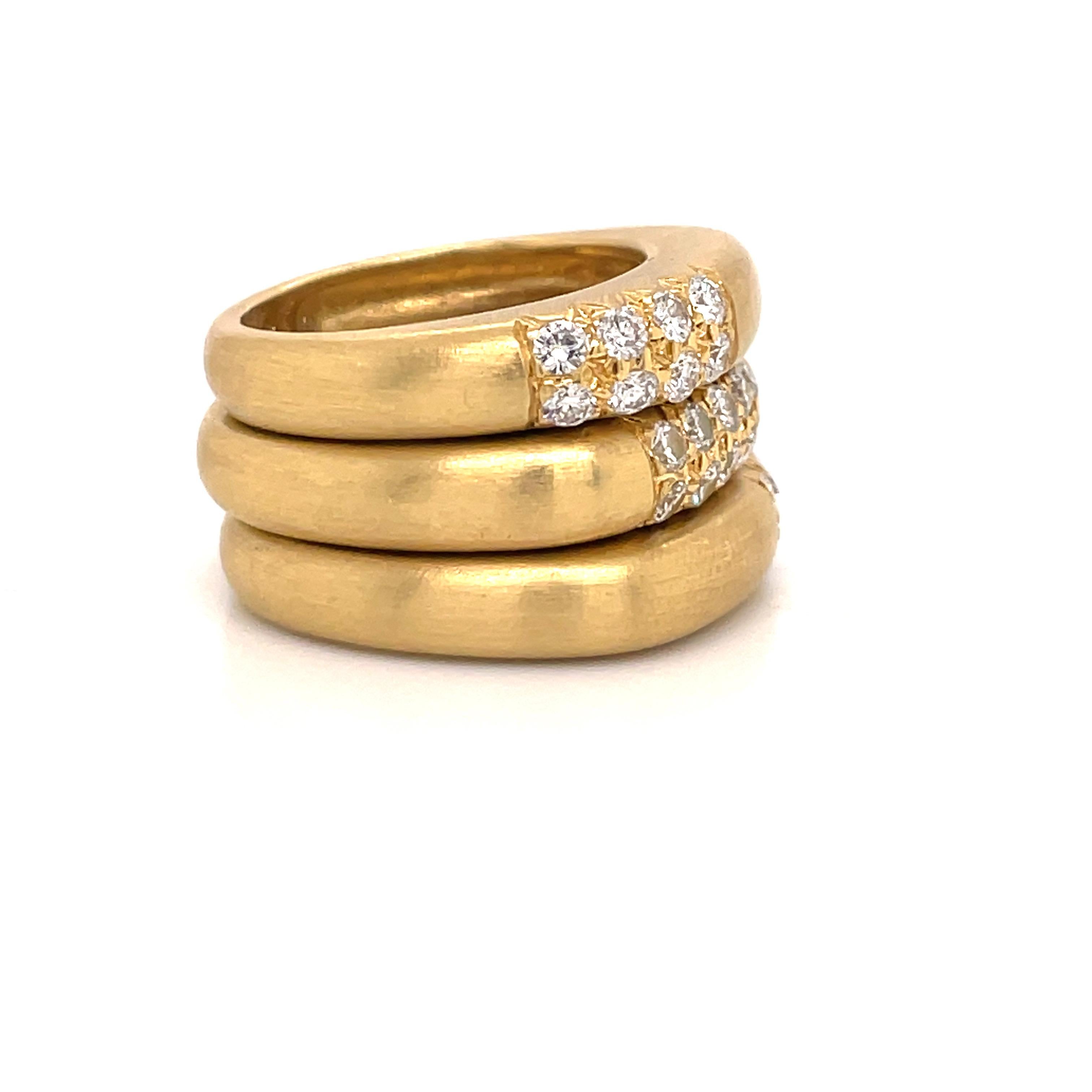 18 Karat Yellow Gold Diamond Stackable Rings 0.40 Carats 20.9 Grams  In New Condition For Sale In New York, NY