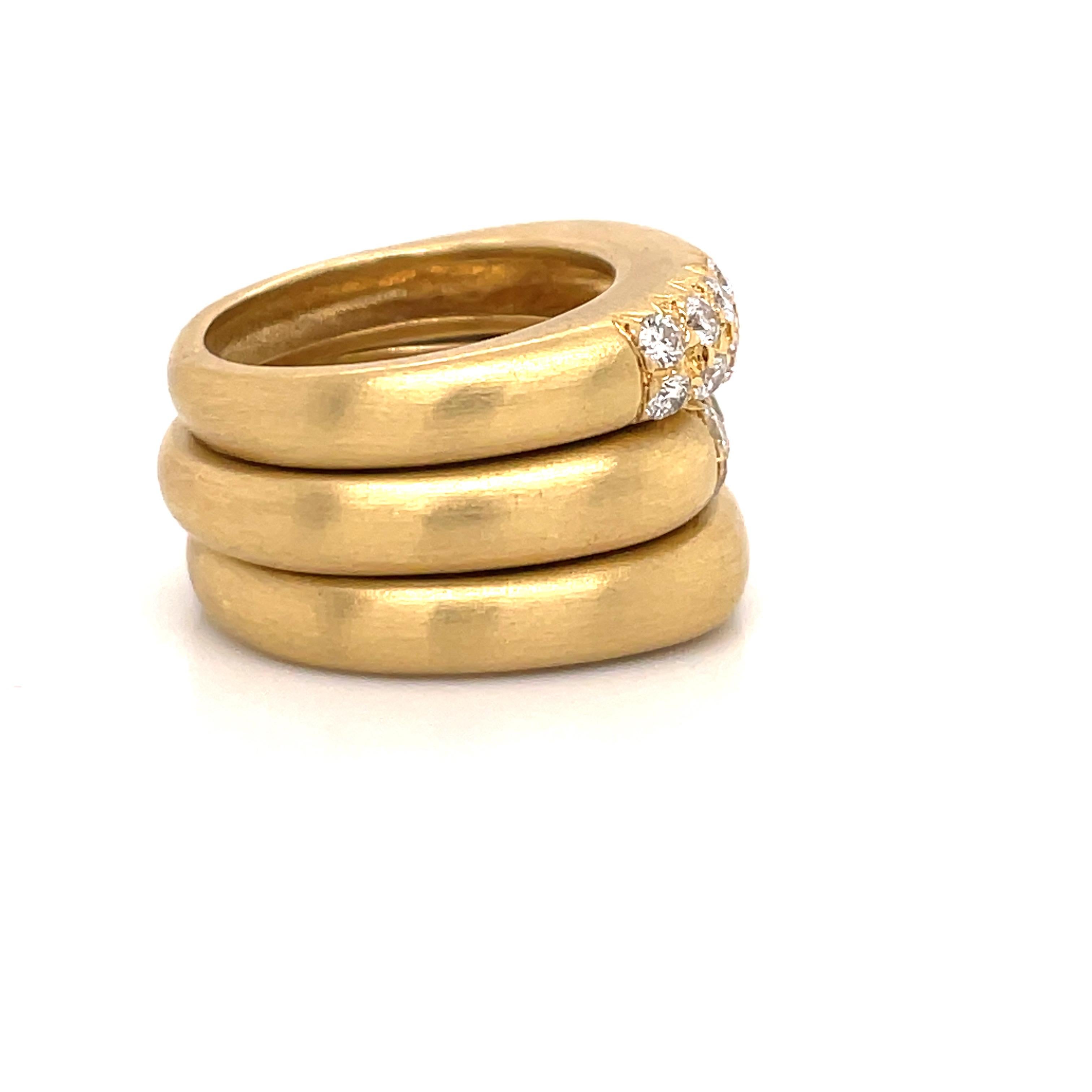 18 Karat Gelbgold Diamant Stapelbare Ringe 0,40 Karat 20,9 Gramm  im Angebot 1