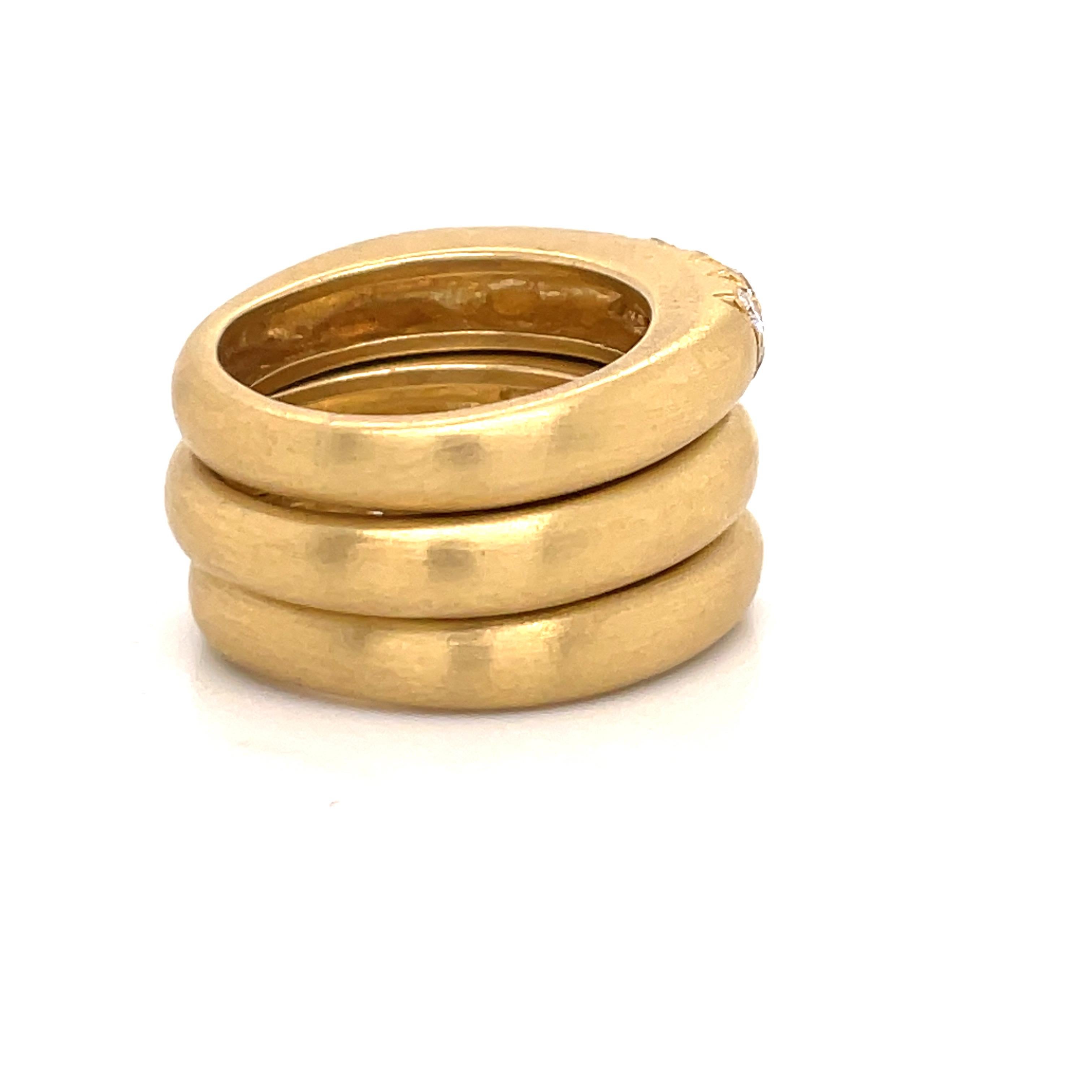 18 Karat Yellow Gold Diamond Stackable Rings 0.40 Carats 20.9 Grams  For Sale 2