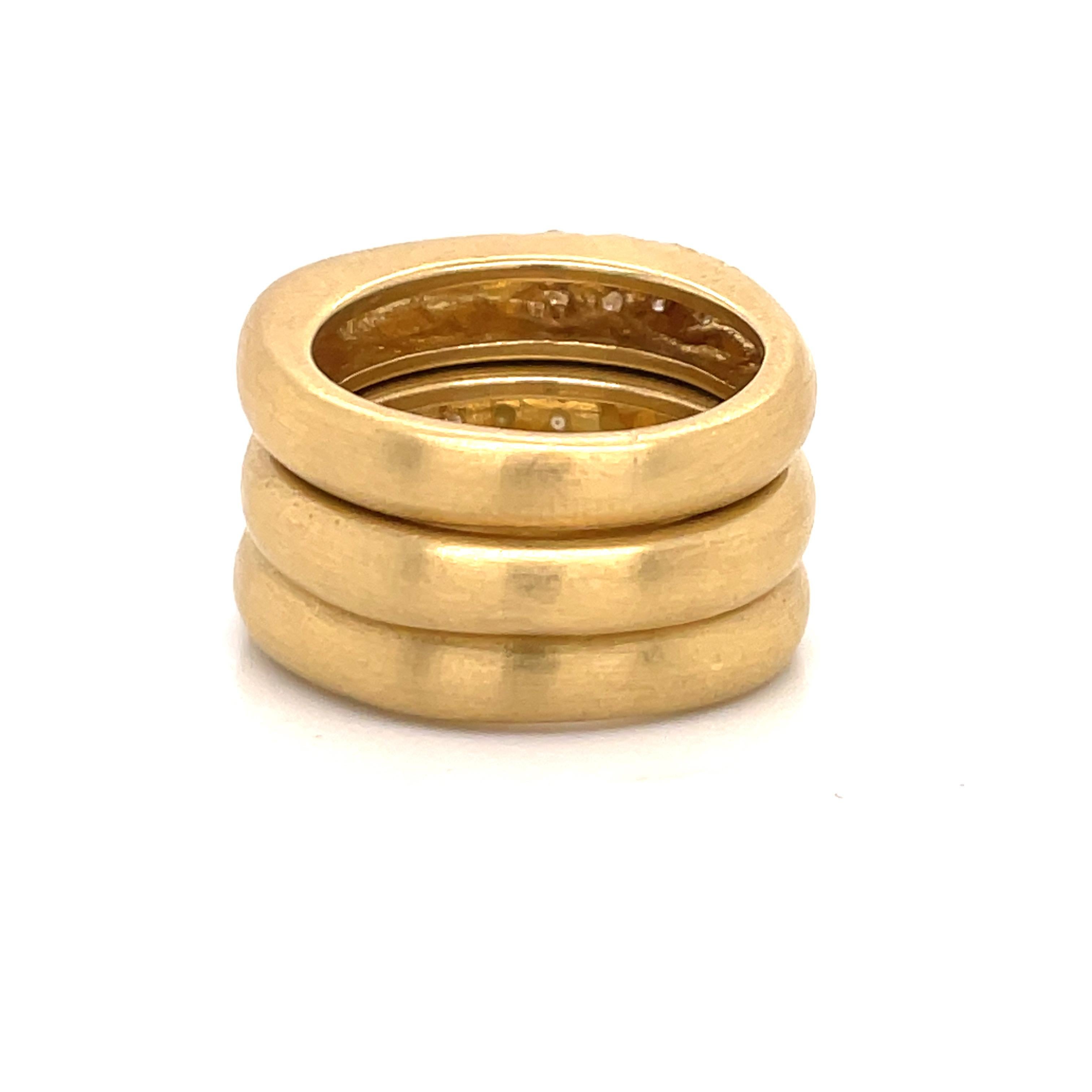 18 Karat Yellow Gold Diamond Stackable Rings 0.40 Carats 20.9 Grams  For Sale 3