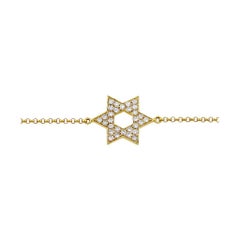 Bracelet étoile de David en or jaune 18 carats et diamants