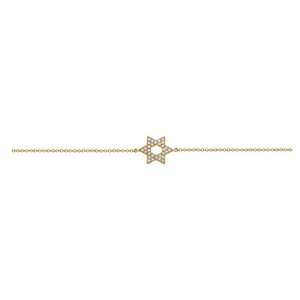 Armband aus 18 Karat Gelbgold mit Diamanten im Davidstern-Stil (Rundschliff) im Angebot