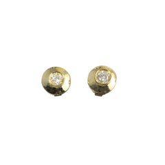 18 Karat Yellow Gold Diamond Stud Earrings #16074