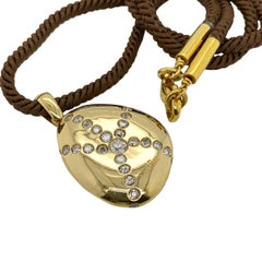 18 Karat Yellow Gold and Diamond Taffin Pebble Pendant and Cord