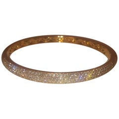18 Karat Yellow Gold Diamond Tapered Bangle Bracelet