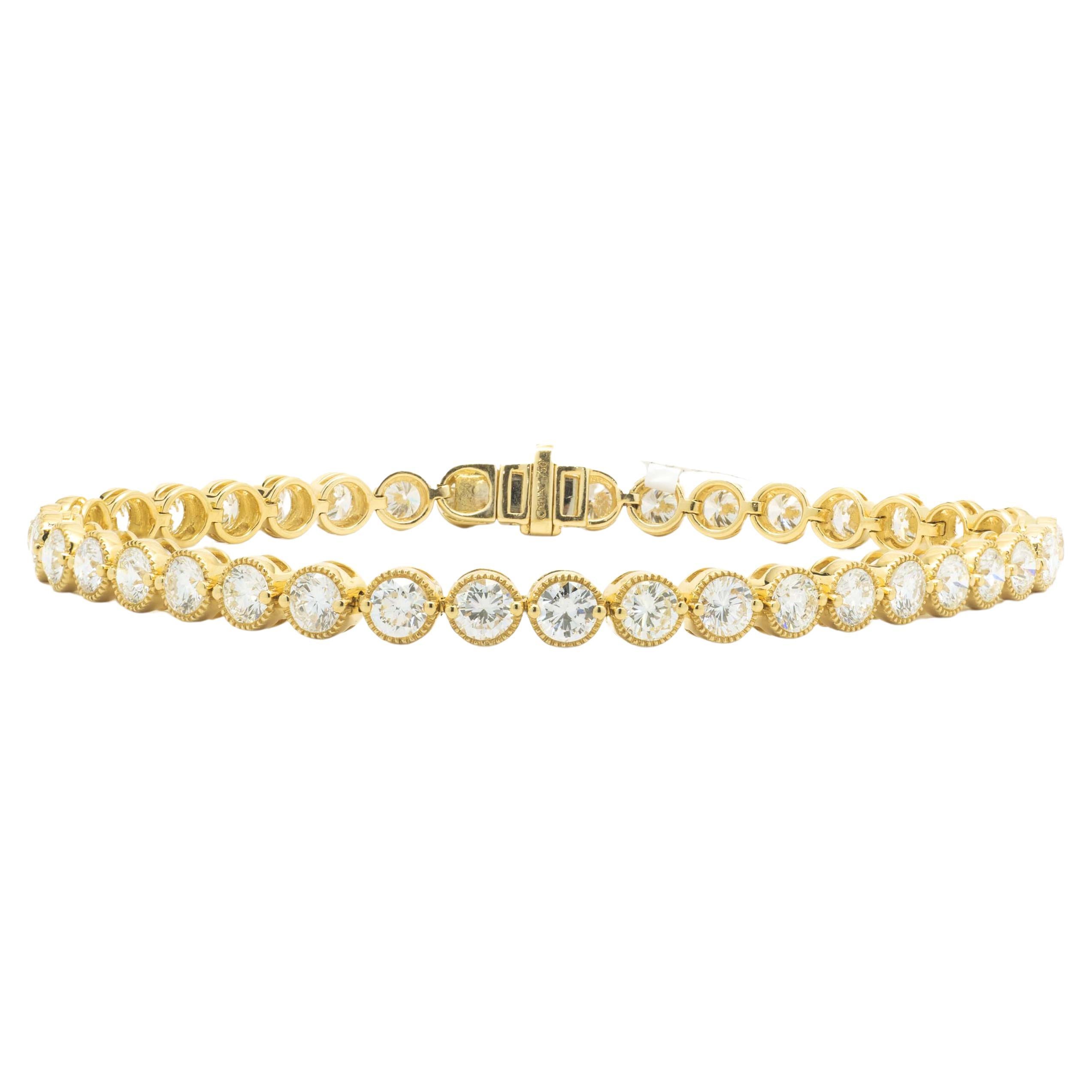 Bracelet tennis en or jaune 18 carats et diamants en vente