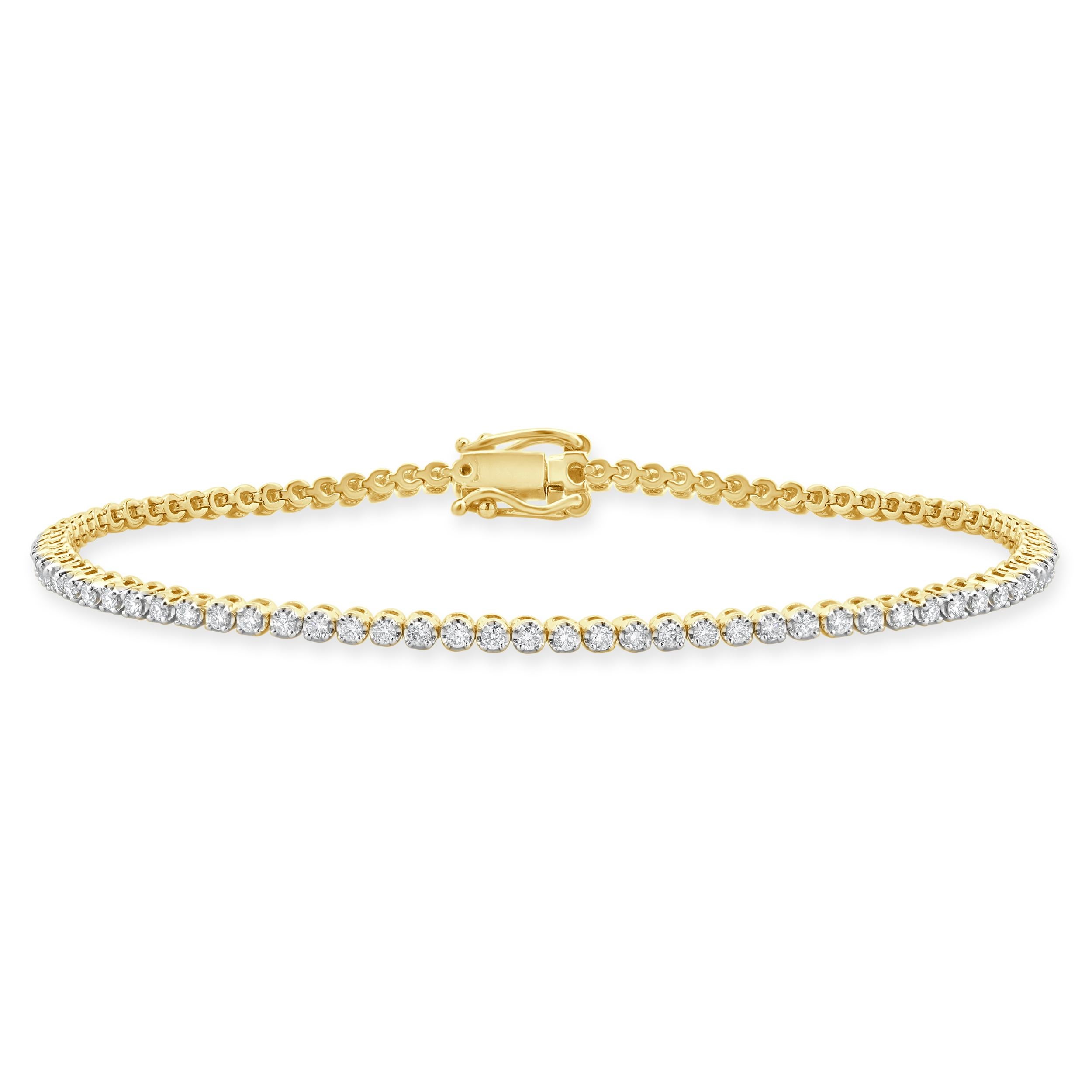 18 Karat Yellow Gold Diamond Tennis Bracelet