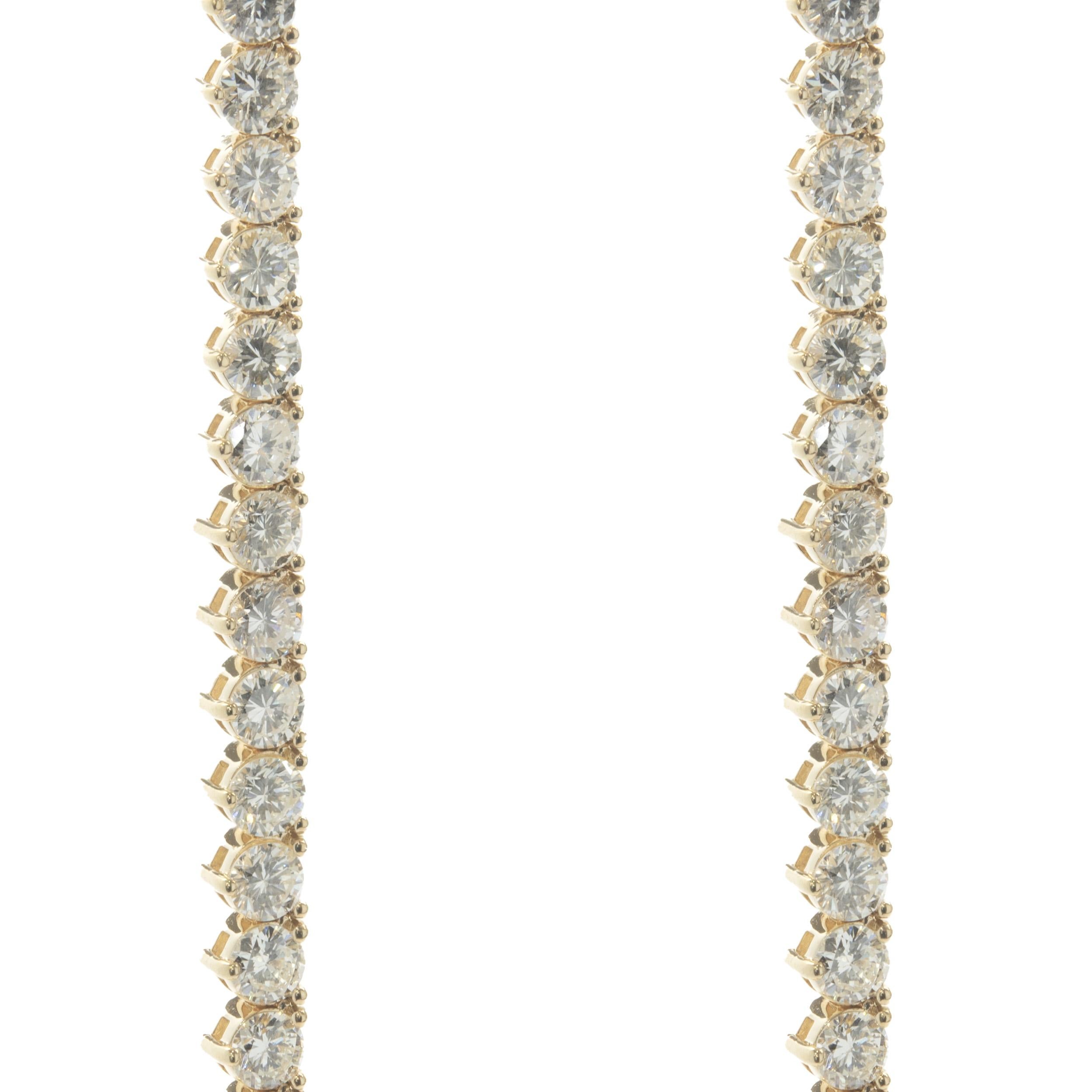18 Karat Gelbgold Diamant-Tennis-Halskette (Rundschliff) im Angebot