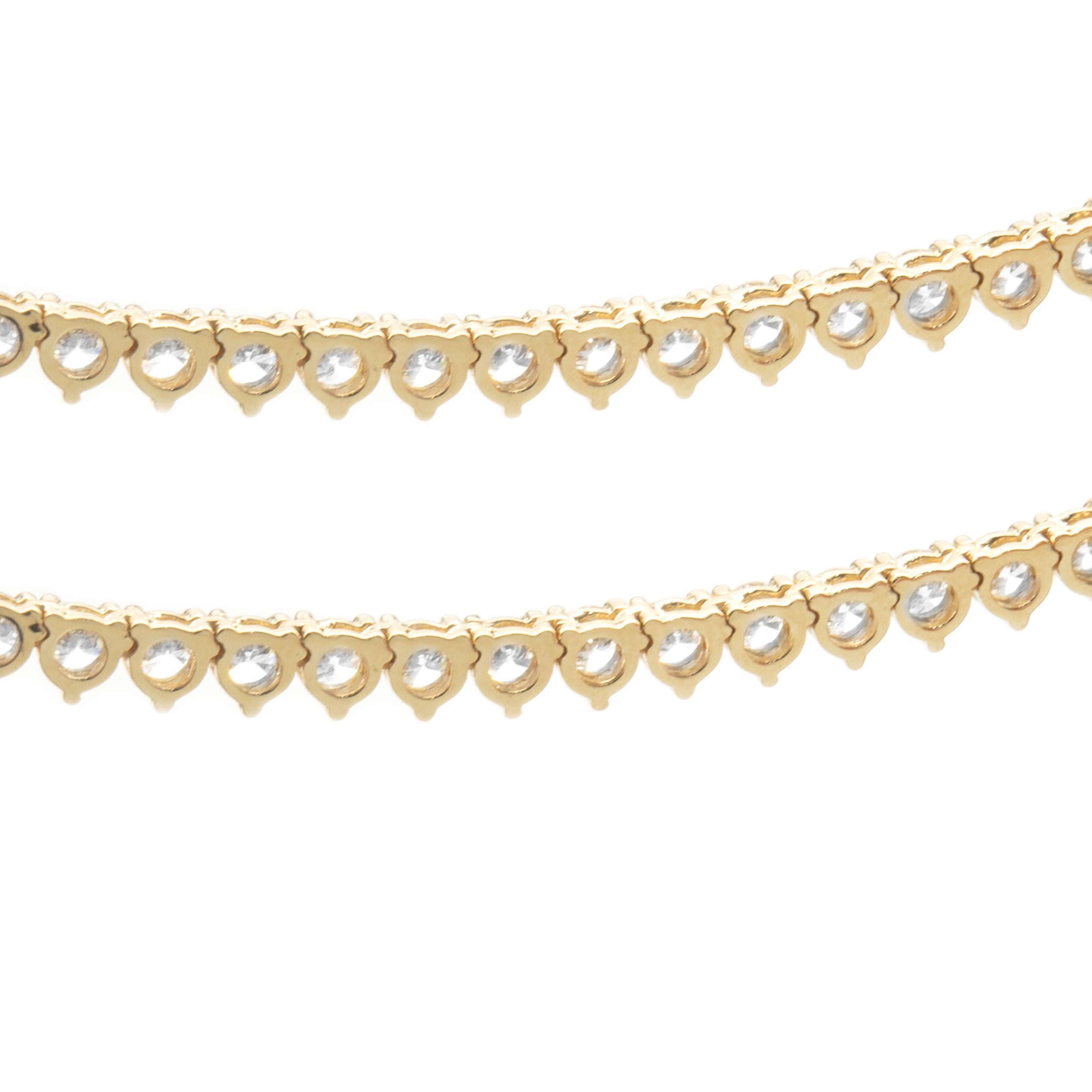 18 Karat Yellow Gold Diamond Tennis Necklace In Excellent Condition For Sale In Scottsdale, AZ