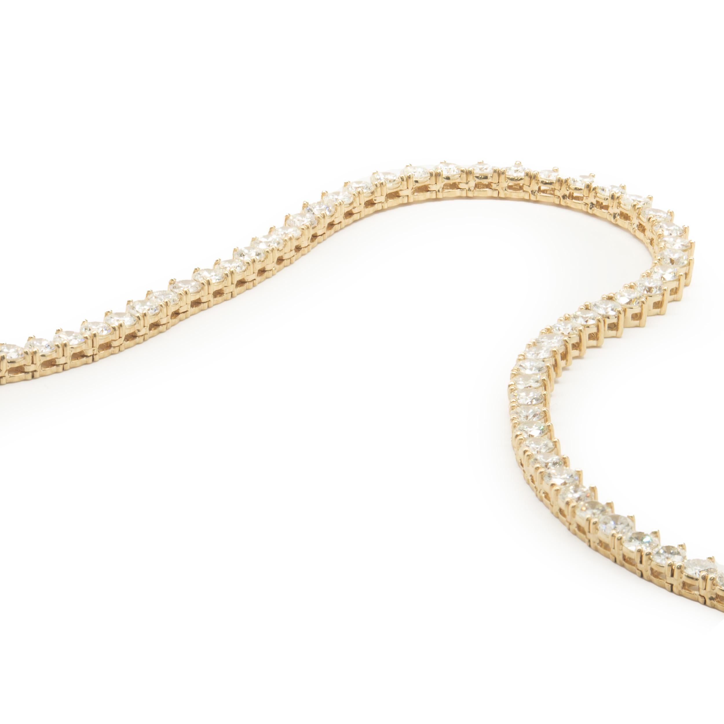 18 Karat Gelbgold Diamant-Tennis-Halskette im Zustand „Hervorragend“ im Angebot in Scottsdale, AZ