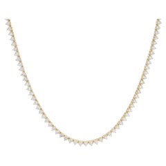 18 Karat Yellow Gold Diamond Tennis Necklace