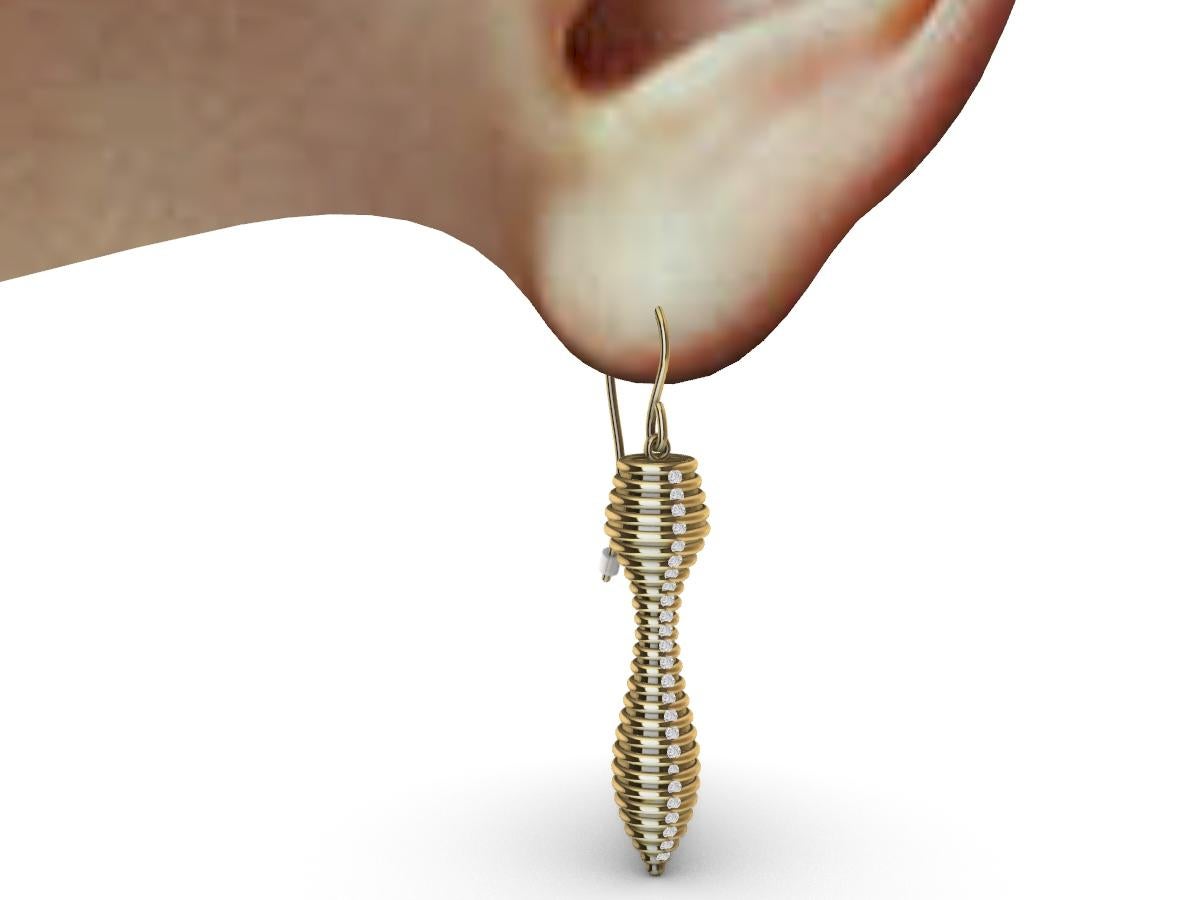 18 Karat Yellow Gold  Diamond Top Spin Earrings 2