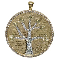 18 Karat Yellow Gold Diamond Tree of Life Pendant