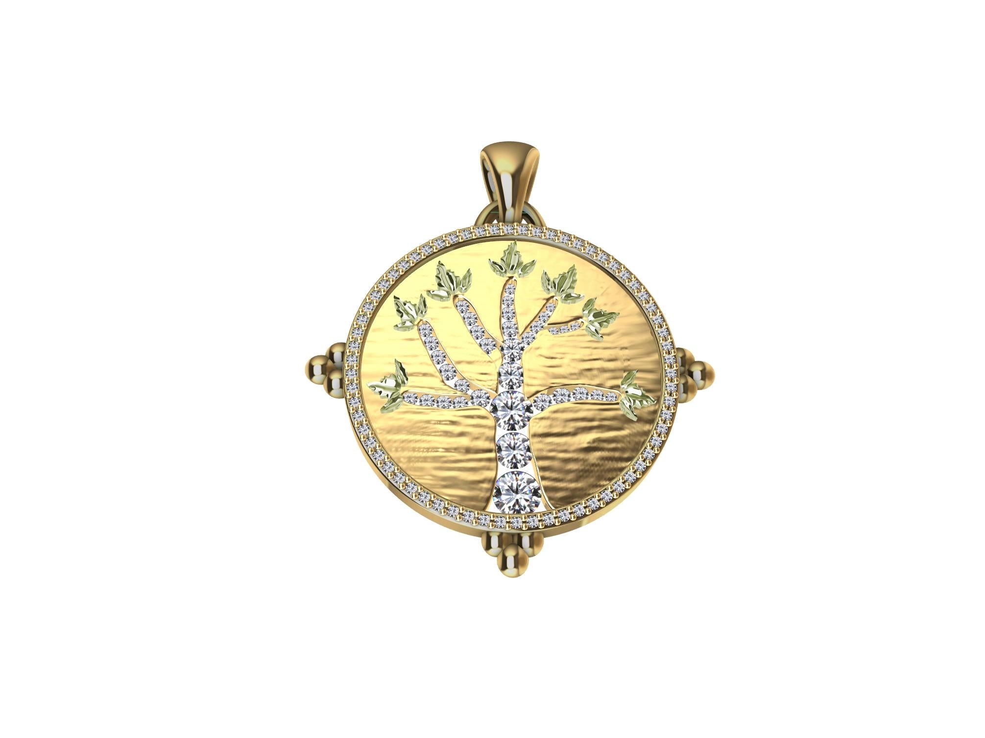 18 Karat Yellow Gold Diamond Tree of Life Pendant II In New Condition For Sale In New York, NY