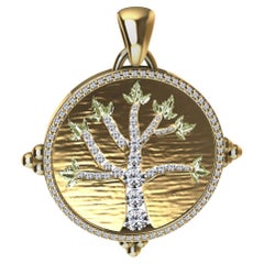 18 Karat Gelbgold Diamant-Baum des Lebens-Anhänger II