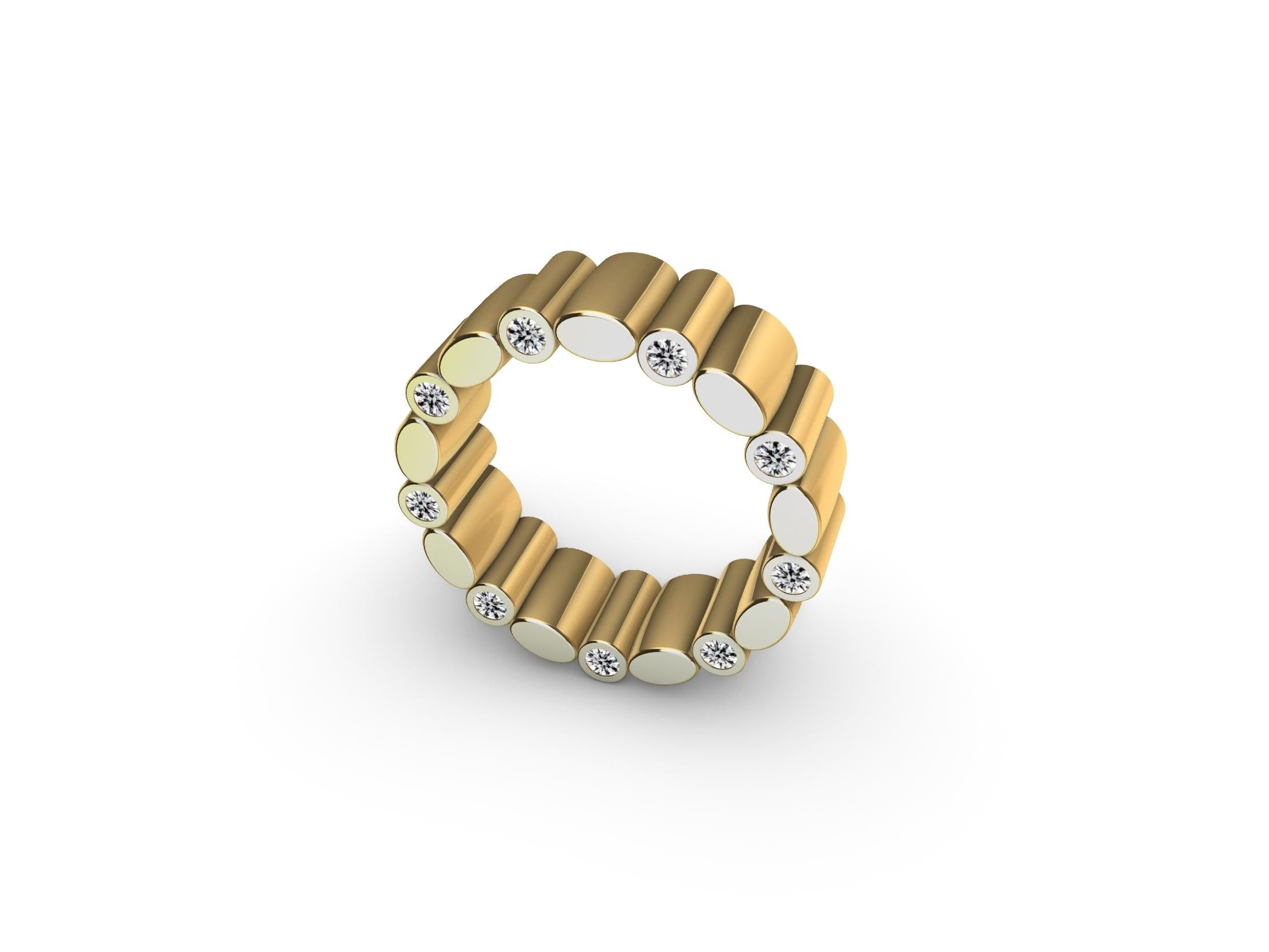 En venta: Anillo Unisex de Diamantes en Tubo de Oro Amarillo de 18 Kilates  4
