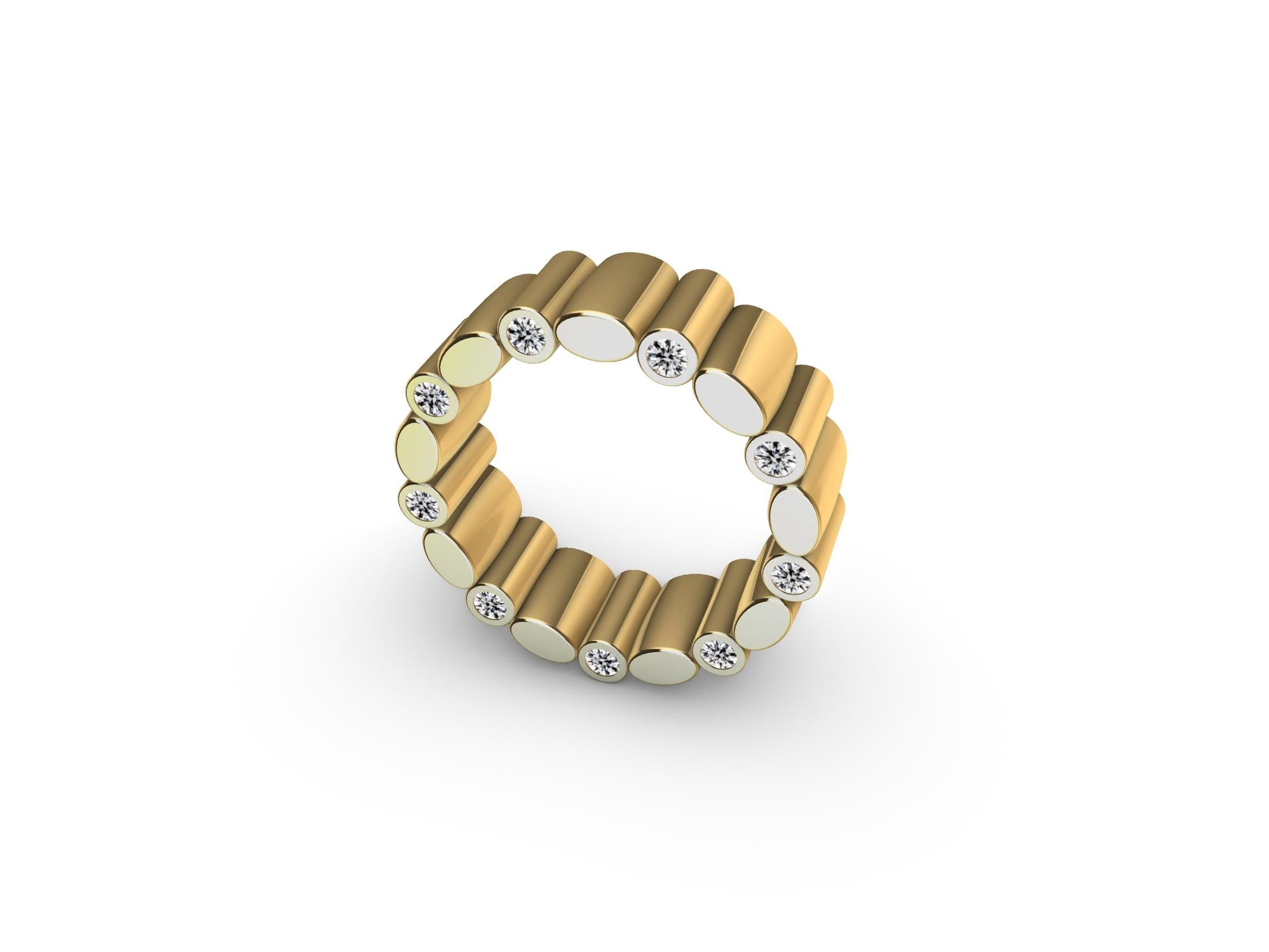 For Sale:  18 Karat Yellow Gold Diamond Tube Unisex Ring 4