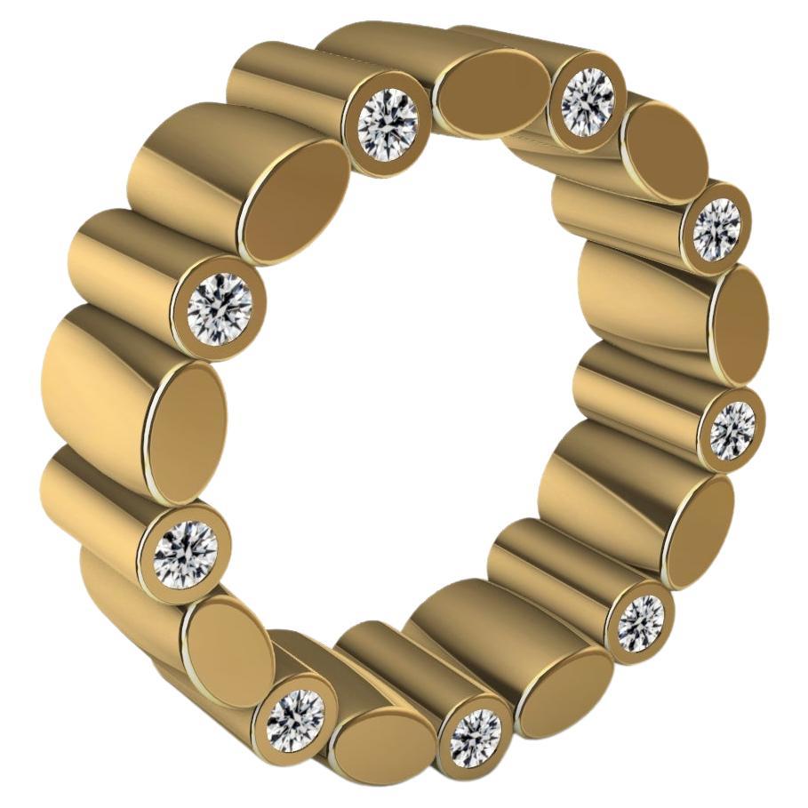 For Sale:  18 Karat Yellow Gold Diamond Tube Unisex Ring
