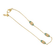 Bracciale Al Merriyah in ceramica con diamanti e turchesi in oro giallo 18 carati di Al Zain