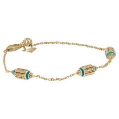 Bracciale Al Merriyah in ceramica con diamanti e turchesi in oro giallo 18 carati di Al Zain