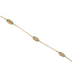 18 Karat Yellow Gold Diamond Turquoise Ceramic Al Merriyah Necklace by Al Zain