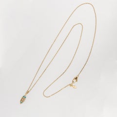 18 Karat Yellow Gold Diamond Turquoise Ceramic Al Merriyah Necklace by Al Zain