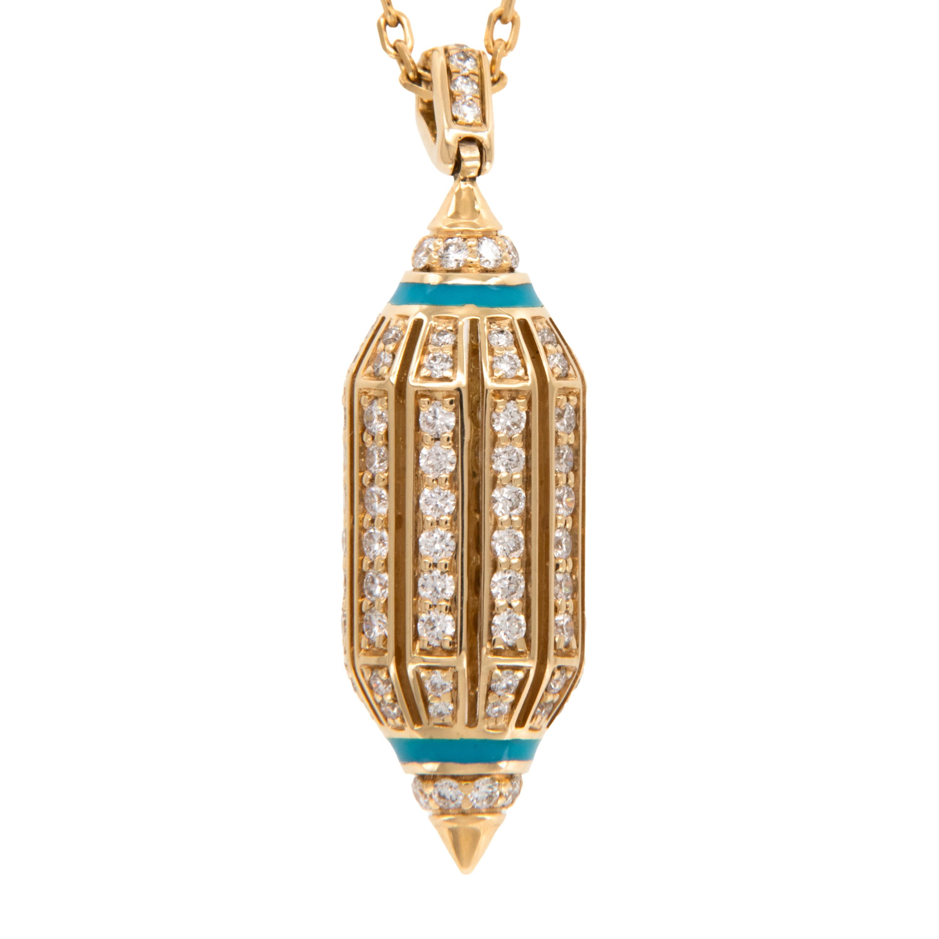 Contemporain Collier Al Merriyah en or jaune 18 carats avec diamants et turquoise en céramique par Al Zain en vente