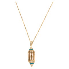 Collana Al Merriyah in ceramica con diamanti e turchesi in oro giallo 18 carati di Al Zain