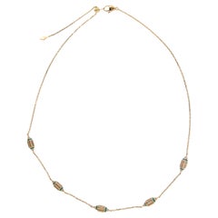 18 Karat Yellow Gold Diamond Turquoise Ceramic Al Merriyah Necklace by Al Zain