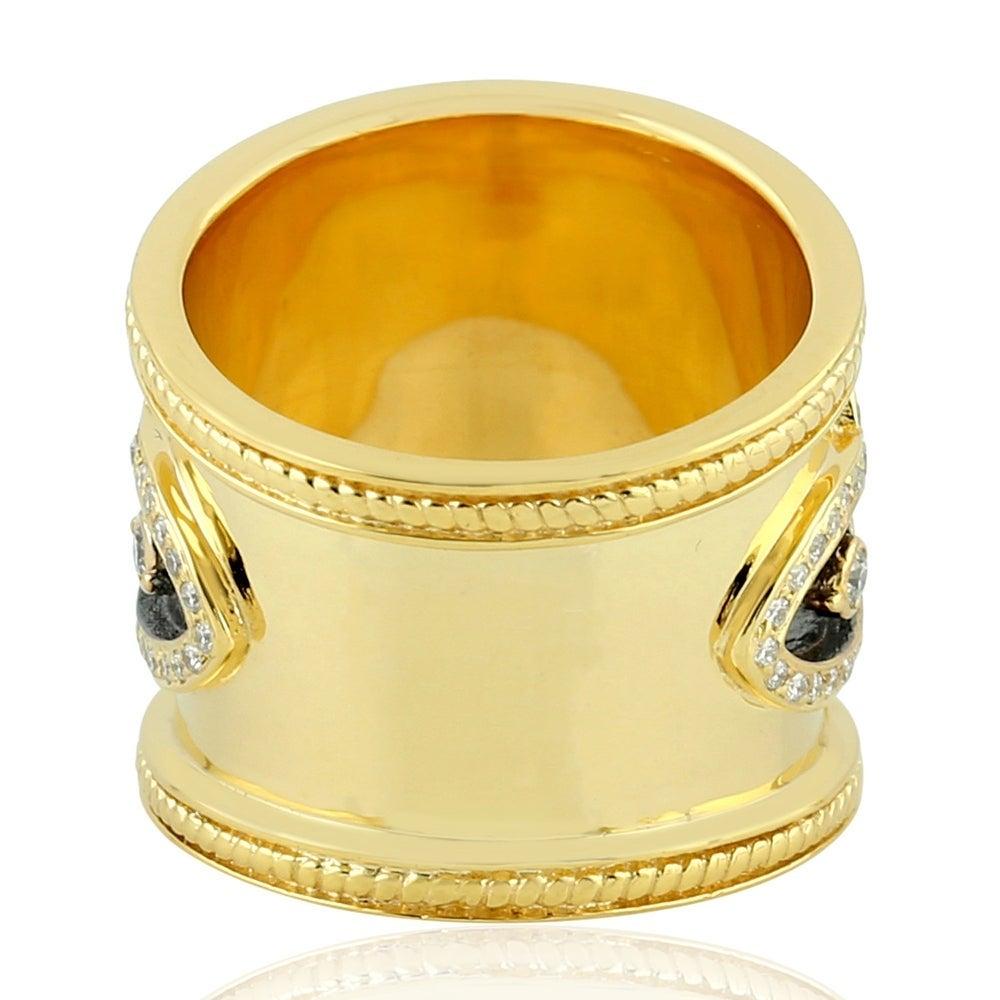For Sale:  18 Karat Yellow Gold Diamond Wave Ring 4