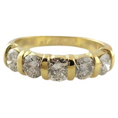 18 Karat Yellow Gold Diamond Wedding Band Ring Size 7.25 #16982