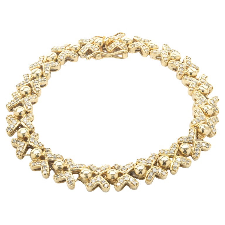 18 Karat Yellow Gold Diamond x Bracelet For Sale at 1stDibs