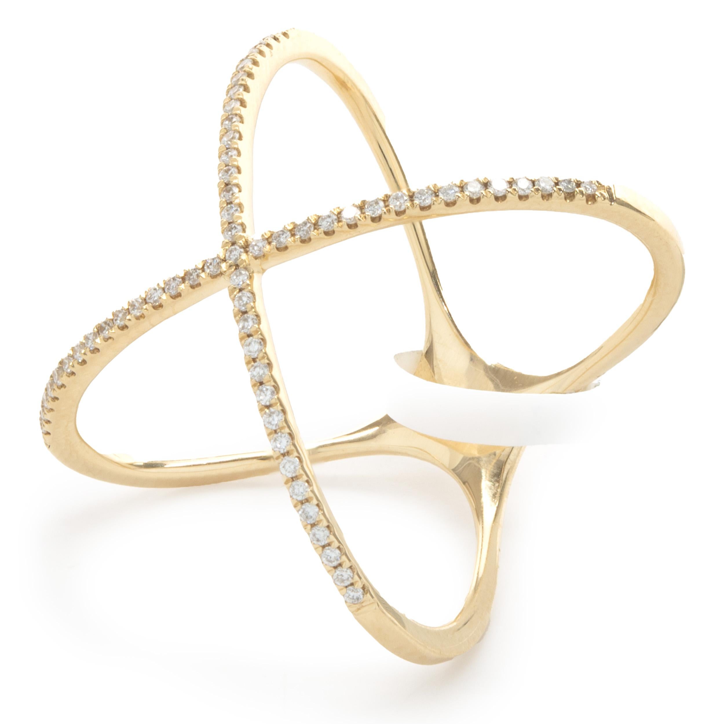18 Karat Gelbgold Diamant-X-Ring im Zustand „Hervorragend“ im Angebot in Scottsdale, AZ
