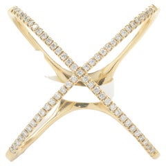 18 Karat Gelbgold Diamant-X-Ring