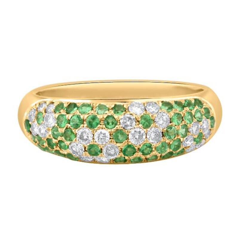 18ct Yellow Gold .94ct Tsavorite & Diamond Mini Sierra Ring