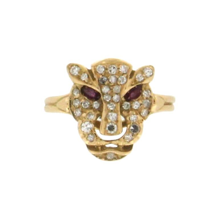 18 Karat Yellow Gold Diamonds Cougar Ring For Sale At 1stdibs