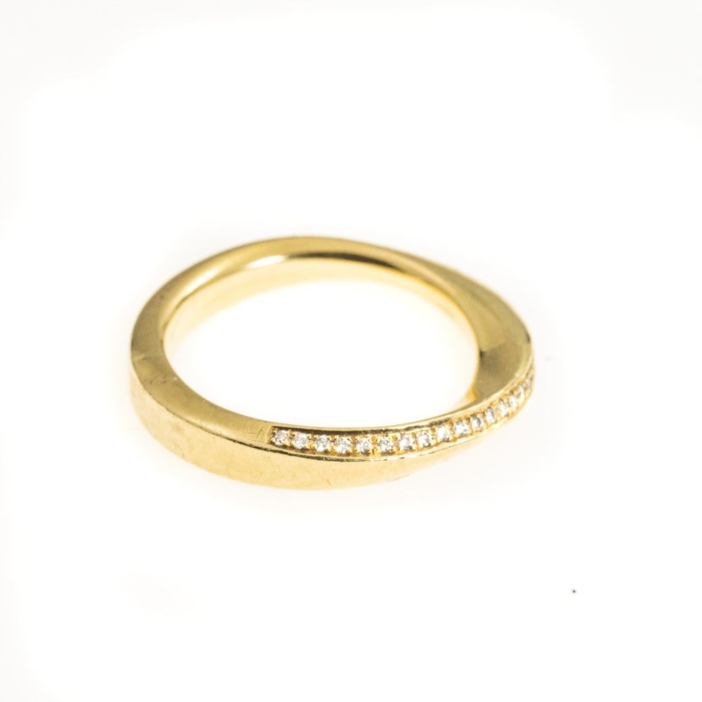 18 Karat Yellow Gold Diamond Pave Delicate Ring 2