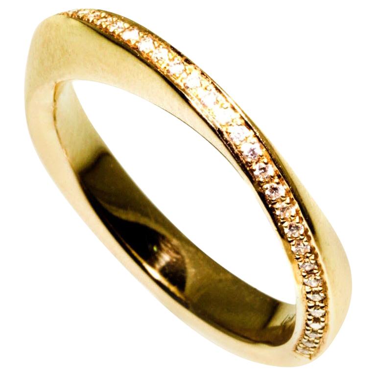 18 Karat Yellow Gold Diamond Pave Delicate Ring