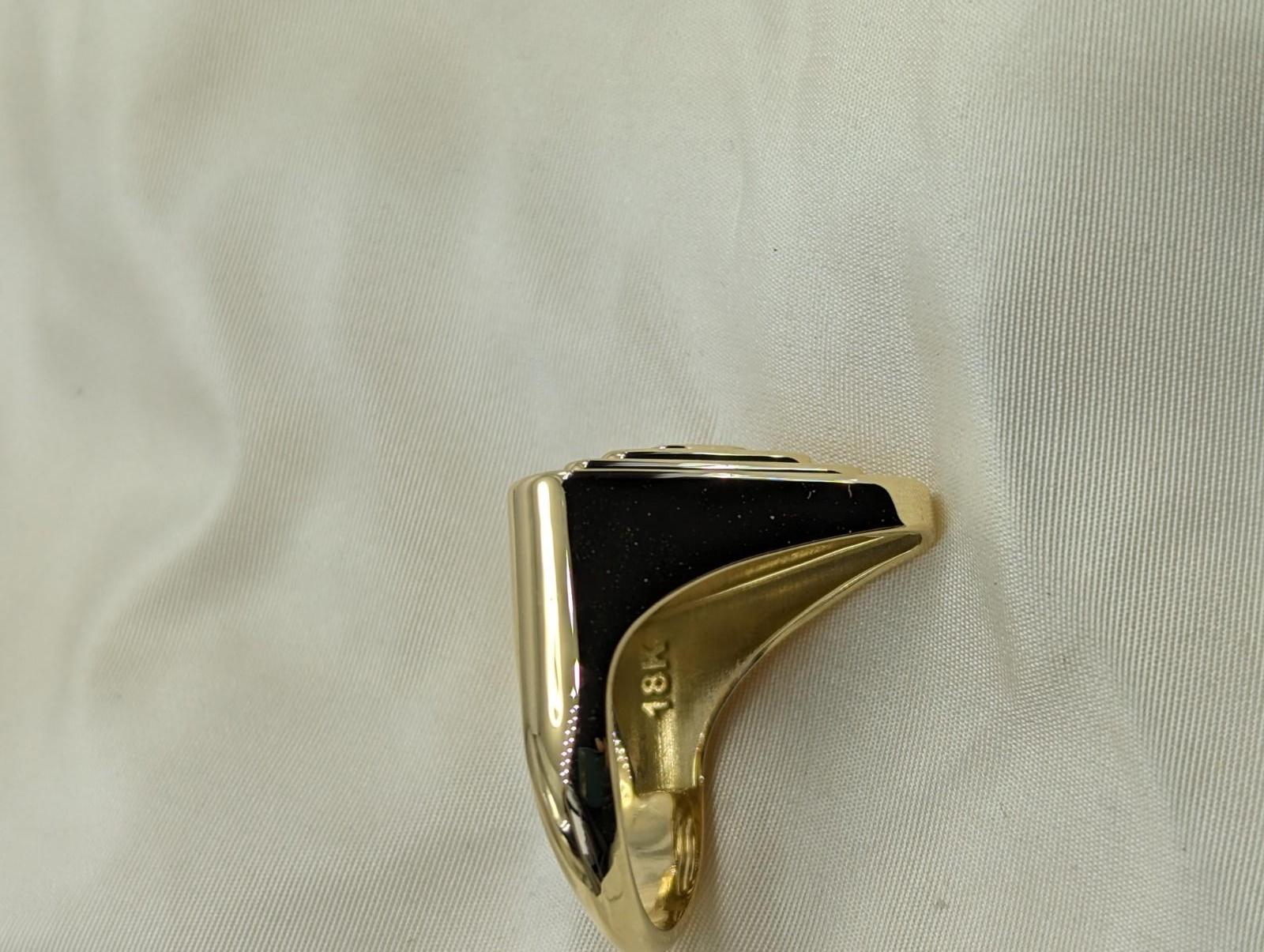 For Sale:  18 Karat Yellow Gold Diamonds Soft Triangle Pyramid Ring 10