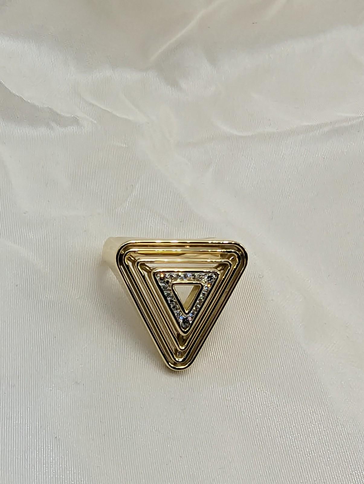 For Sale:  18 Karat Yellow Gold Diamonds Soft Triangle Pyramid Ring 11