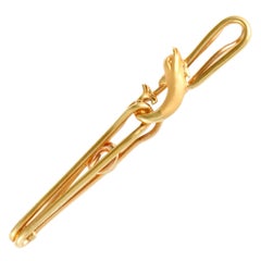 18 Karat Yellow Gold Dolphin Tie Clip