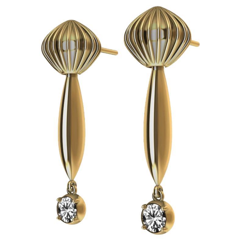 Tiffany designer, Thomas Kurilla is taking a more kinetic and sculptural approach with a new earrings series.
 26 millimeter dangle diamond swinging earrings.
  Two 3.3 mm diamonds for a great earring ending.
18karat made to order , please allow 3-4