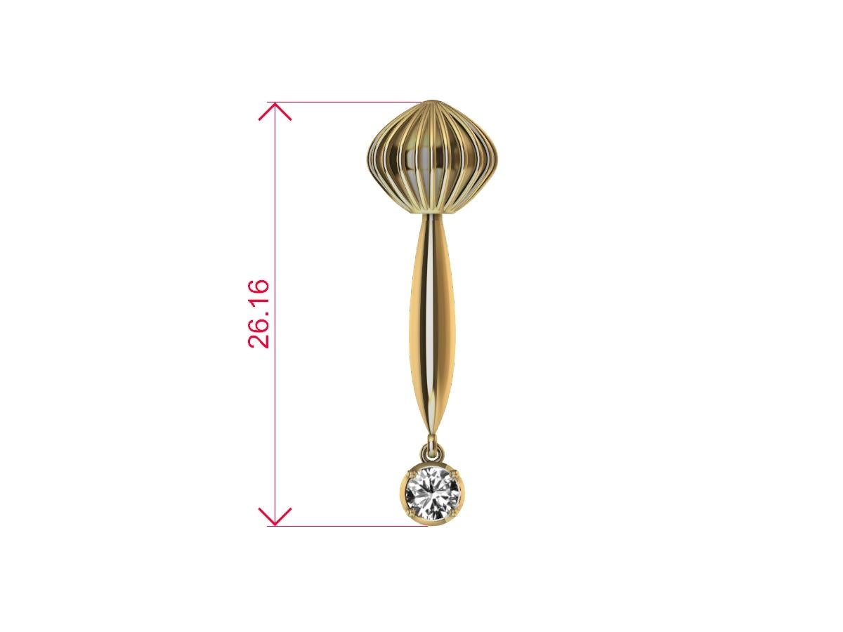 18 Karat Yellow Gold Dome Diamond Dangle Earrings For Sale 2