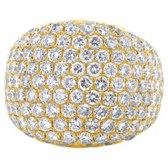 18 Karat Yellow Gold Domed Diamond Ring