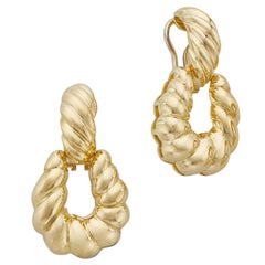 18 Karat Yellow Gold Door Knocker Clip-On Earrings