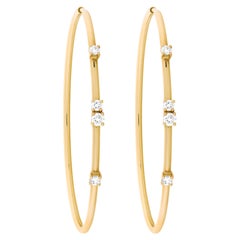 18 Karat Yellow Gold D'Oro Diamond Hoops