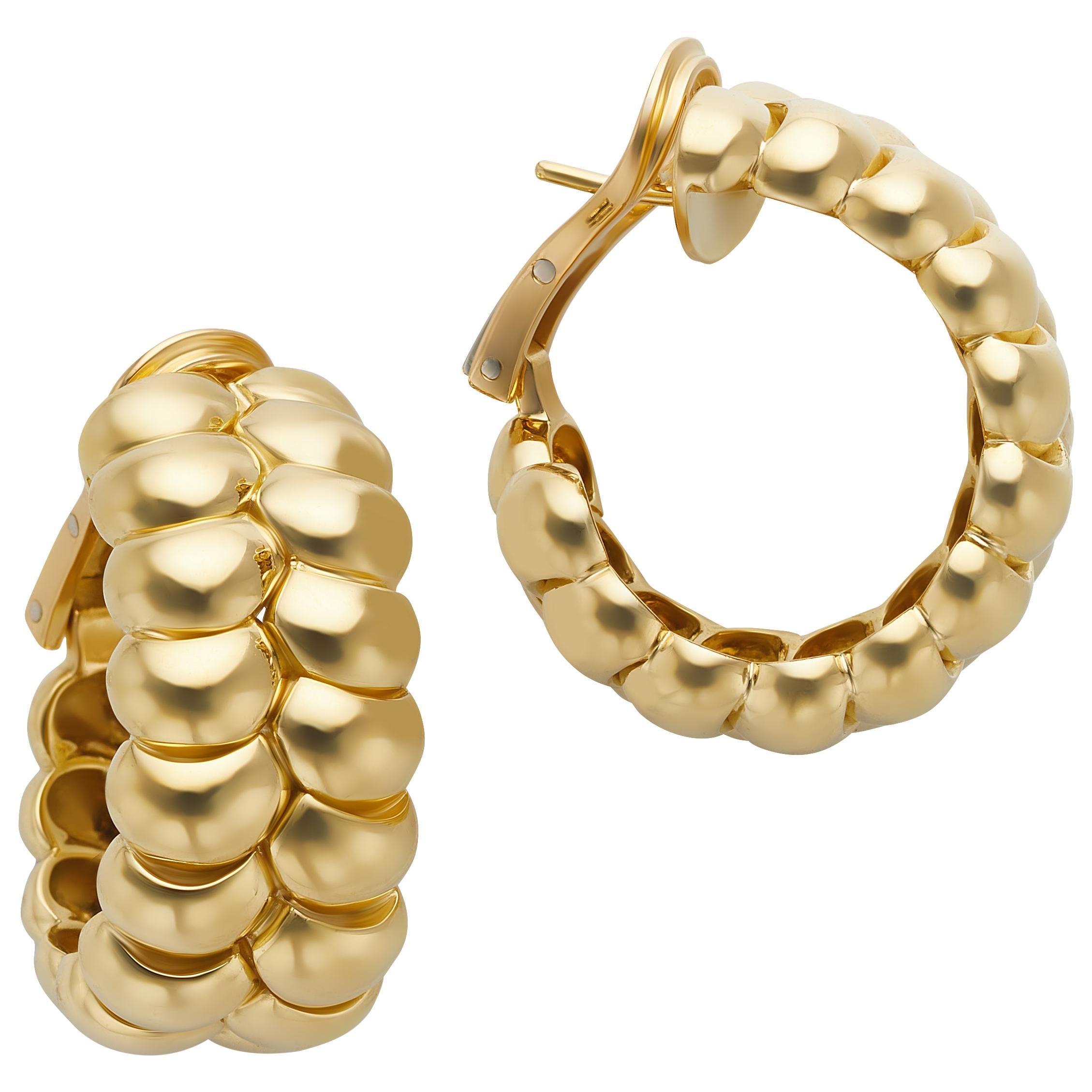 18 Karat Yellow Gold Double Braid Half Hoop Earrings